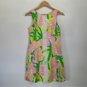 Lilly Pulitzer for Target Palm Print Shift Dress Pink Green Yellow Size 4
